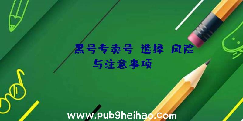 PUBG黑号专卖号:选择、风险与注意事项