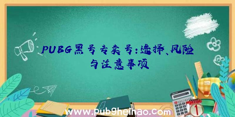 PUBG黑号专卖号：选择、风险与注意事项