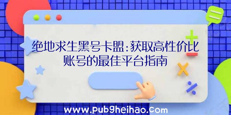 绝地求生黑号卡盟:获取高性价比账号的最佳平台指南