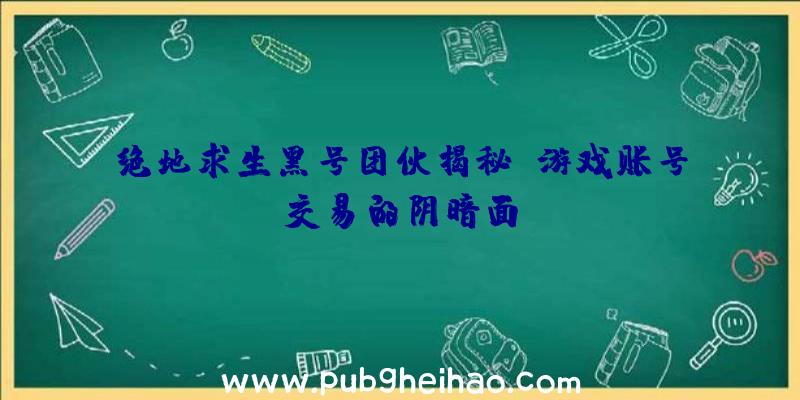 绝地求生黑号团伙揭秘:游戏账号交易的阴暗面